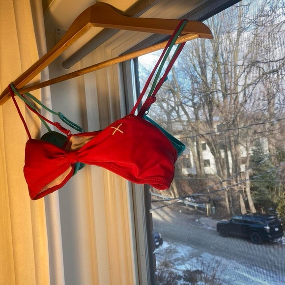 Boutine x la bikini tops in red and teal - Picture 2 of 4